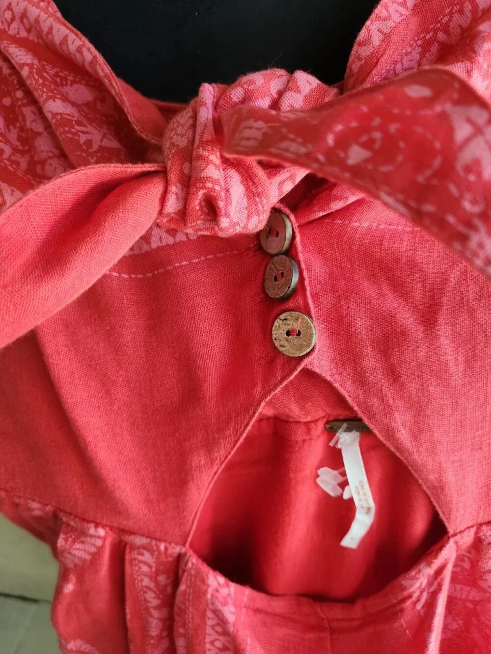 Free People Feel The Sun Linen Bandana Paisley Cutout Jumpsuit Romper Red 6